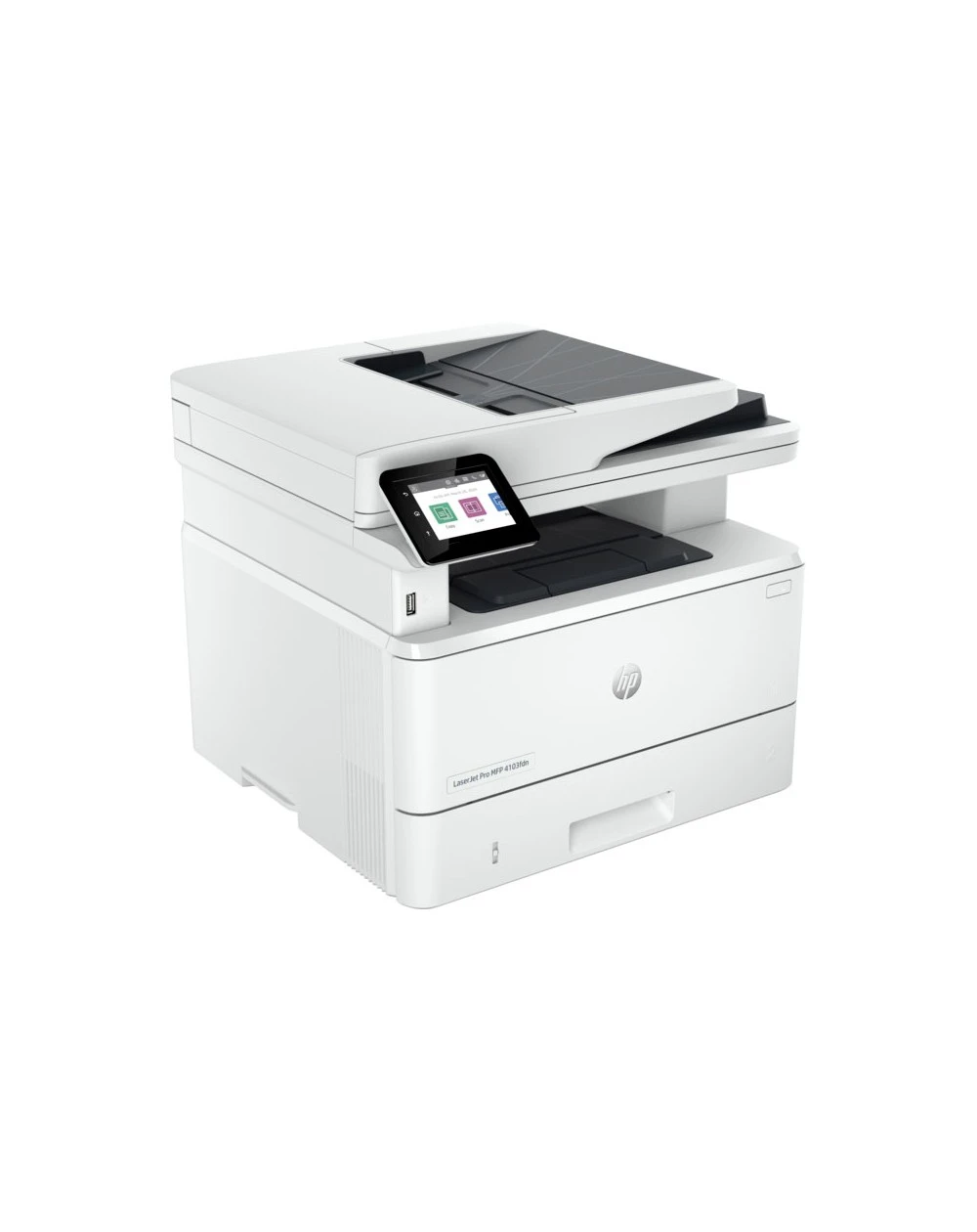 L'HP LaserJet Pro 4103fdn est une imprimante monochrome multifonction, rapide et efficace, offrant impression, copie, numérisation et fax avec connectivité Ethernet.